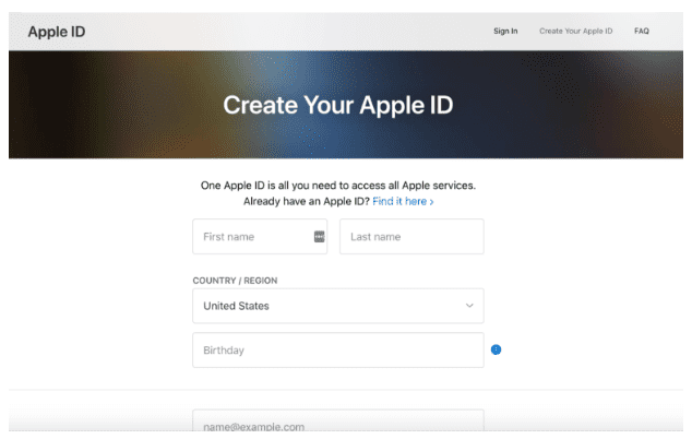 create your Apple ID